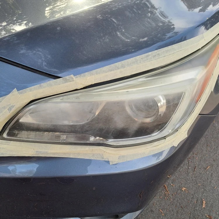Subaru headlight before restoration